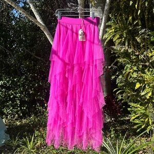 Easel Pink Layered Tule Skirt Hot Pink Bridal Shower Gender Reveal Bachelorette
